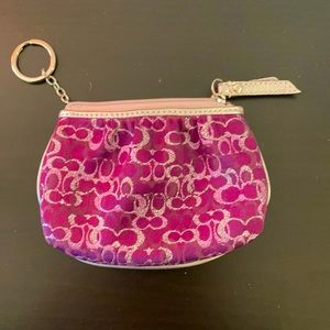 Purple Coach coin/credit card purse